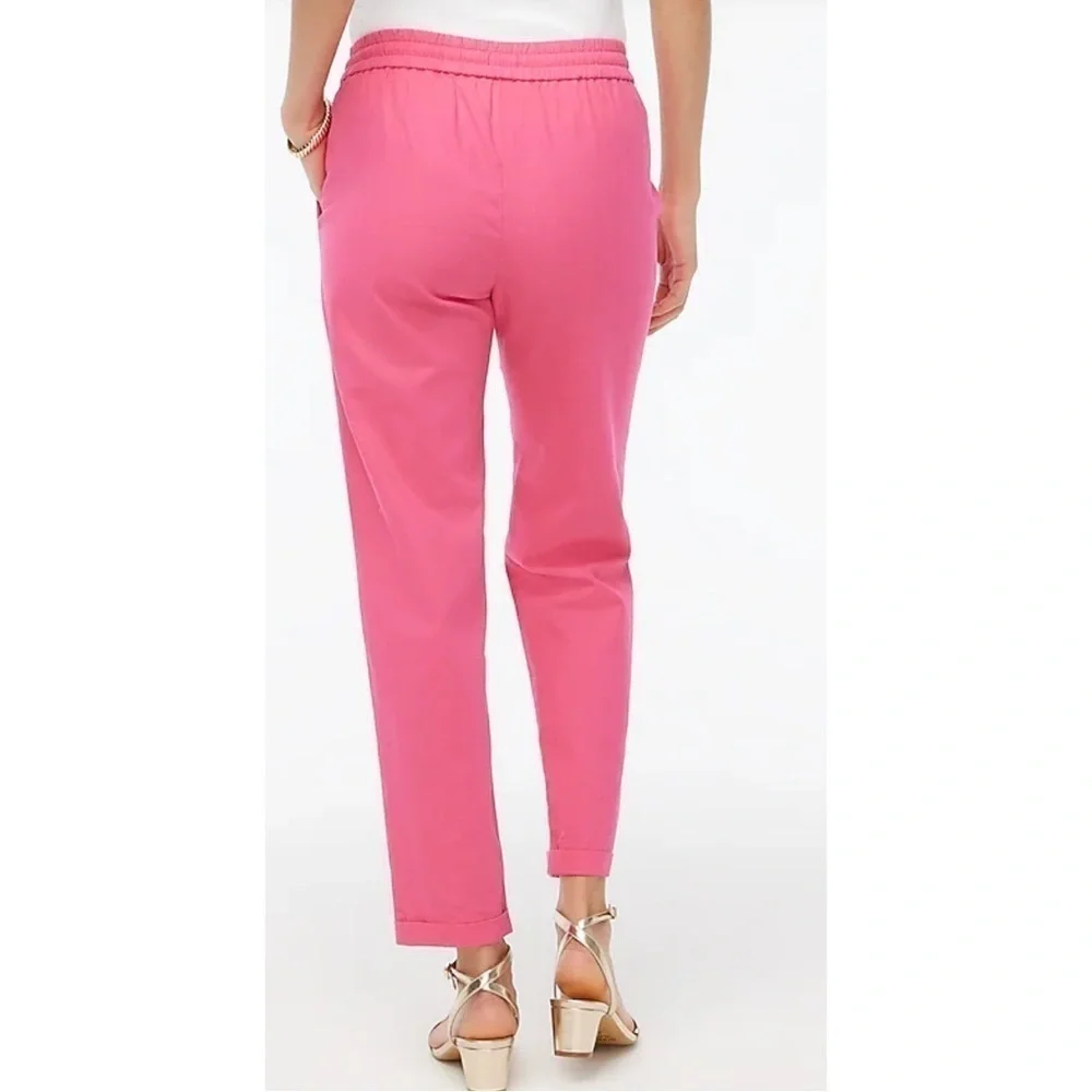 J. Crew Women's Linen Cotton Drawstring Pants Pink Sz 10 NWT Style AL464.